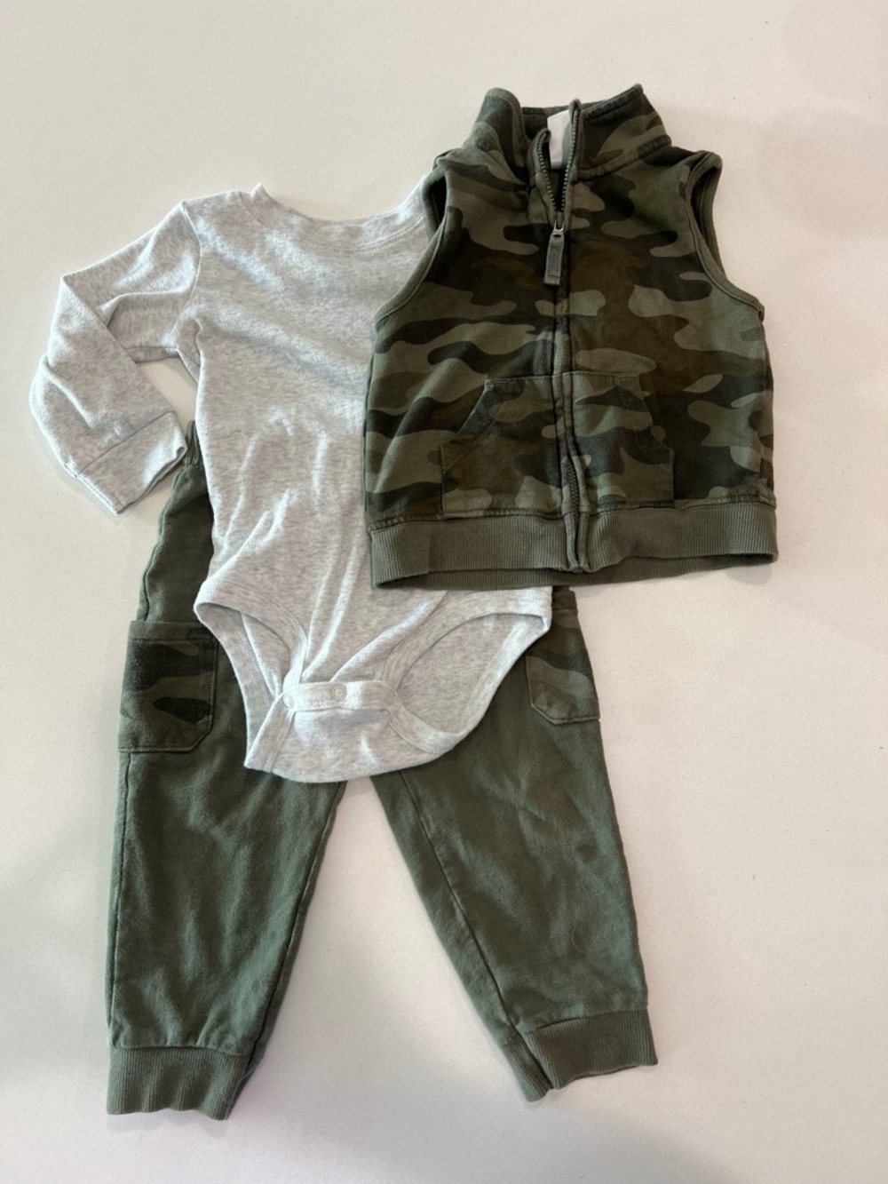 Carter's Green Camo Vest and Pant Set